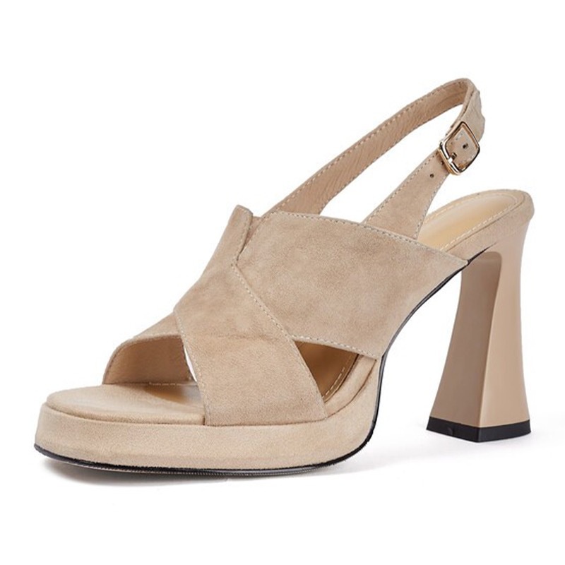 Giày Cao Gót Nữ Mũi Tròn Quai Chéo Thời Trang 02717