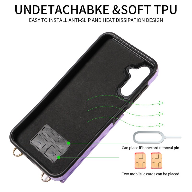 Bao Da Điện Thoại Dạng Ví Có Ngăn Đựng Thẻ Và Dây Đeo Cho samsung a54 a34 a24 a25 a14 a73 a53 a33 a23 a13 4g 5g