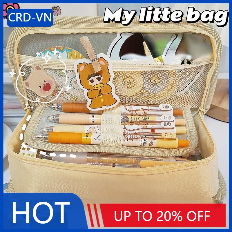 Hộp Đựng Bút Hai Ngăn Nắp Lật Sức Chứa Lớn Để Bàn