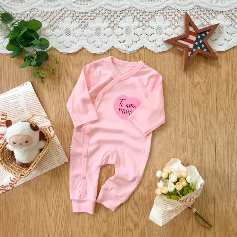 Body dài sơ sinh thu đông cho bé gái hiệu Bunnybaby chất thun 100% cotton cho bé 3-10kg