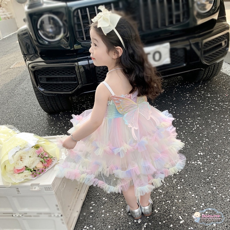 Baby girl Đầm Tầng Nhiều Màu Sắc Siêu Đẹp Đính Nơ Thoáng Khí Cho Bé Gái