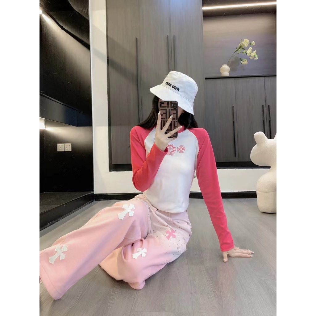 PGPK Chrome Hearts 23 autumn and winter New peeling embroidery logo decorative design fashion all-match straight pants women's jeans simple