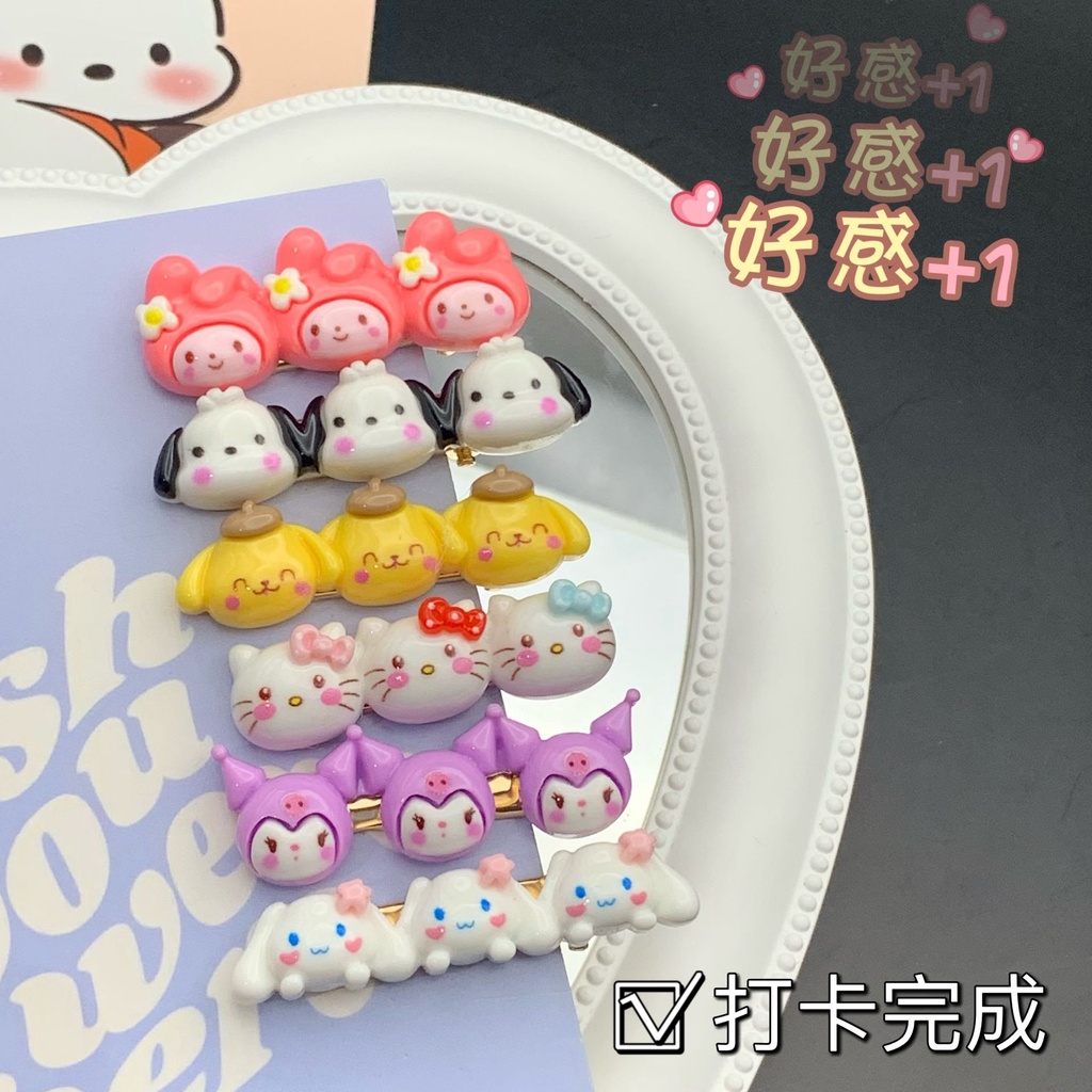 SANRIO Dễ Thương Kuromi Giai Điệu Cinnamoroll Tóc 3D Đầu Kẹp Tóc Cô Gái Ngọt Ngào Phụ Kiện Tóc Kẹp Tóc -top3C01