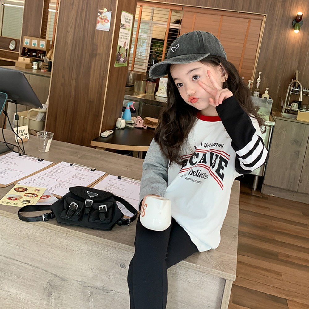 Áo Thun Tay Dài In Chữ Thời Trang Dành Cho Bé Gái