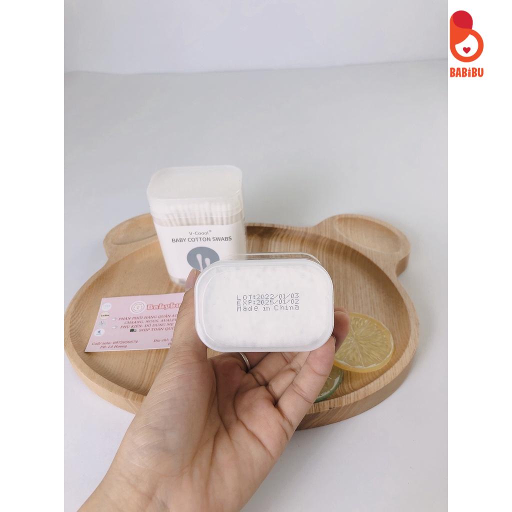 Tăm bông cho bé sơ sinh V-Coool, hộp 200-400 que Babibu - TBV