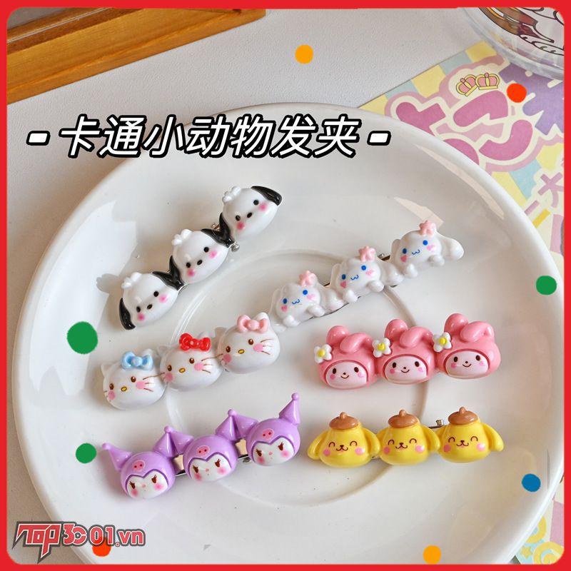 SANRIO Dễ Thương Kuromi Giai Điệu Cinnamoroll Tóc 3D Đầu Kẹp Tóc Cô Gái Ngọt Ngào Phụ Kiện Tóc Kẹp Tóc -top3C01