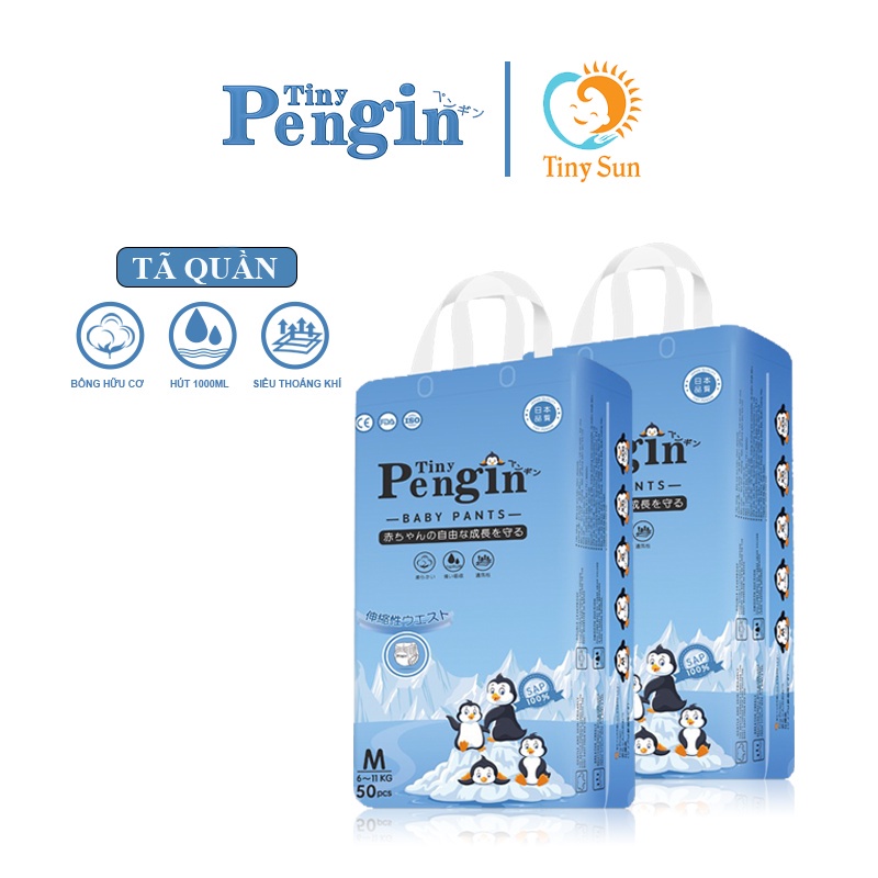 Combo 2 Bịch Tã Bỉm Dán/Quần Tiny Pengin M50/L50/XL50/XXL50/XXXL50/4XL50/5XL50