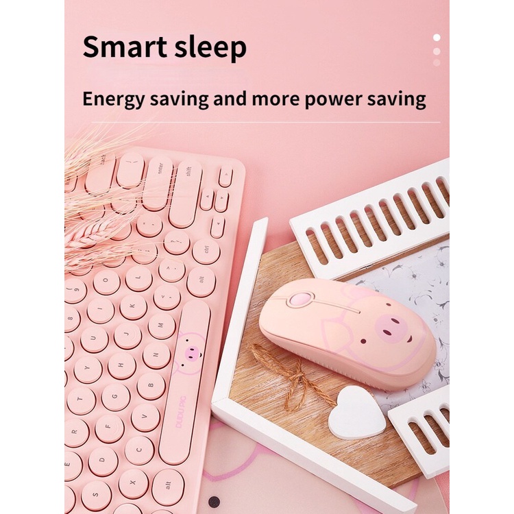Bộ Bàn Phím Và Chuột Không Dây 2.4ghz mini Hình Heo Hồng Dễ Thương Kèm Đầu Nhận usb Cho ipad laptop android tablet pc notebook