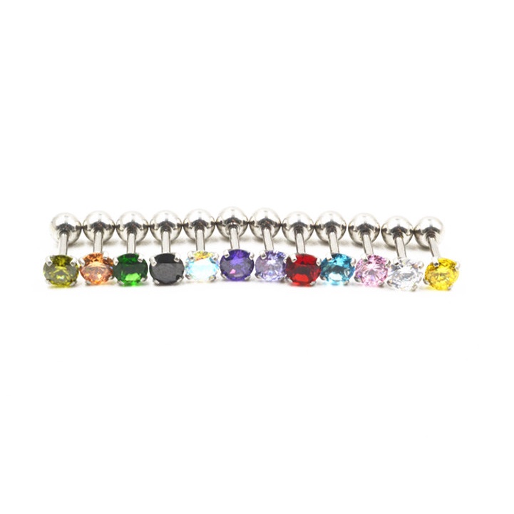 1 Bông Tai Thép Titan Không Gỉ Đính Đá zircon 1mm Cho Nữ sx