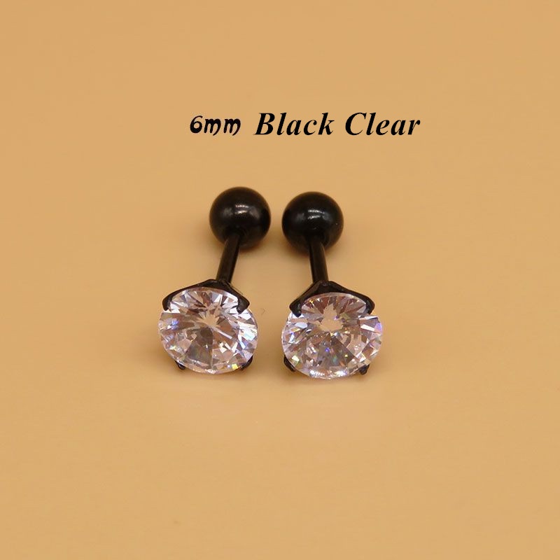1 Bông Tai Thép Titan Không Gỉ Đính Đá zircon 1mm Cho Nữ sx