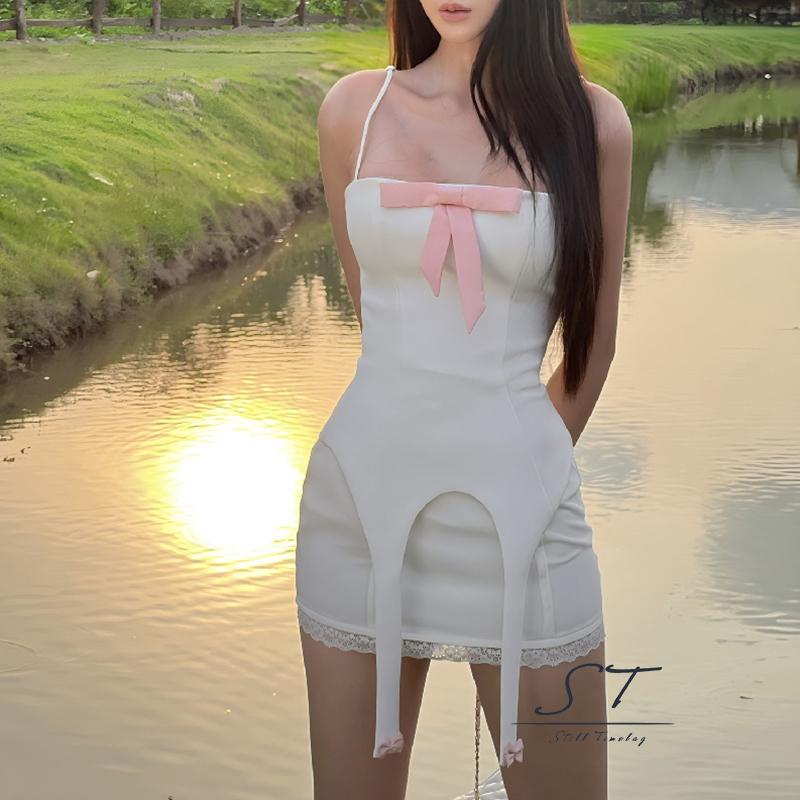 Set Áo Hai Dây cy03 Phối Ren Và Chân Váy Ôm Dáng Thời Trang Mùa Hè Cho Nữ