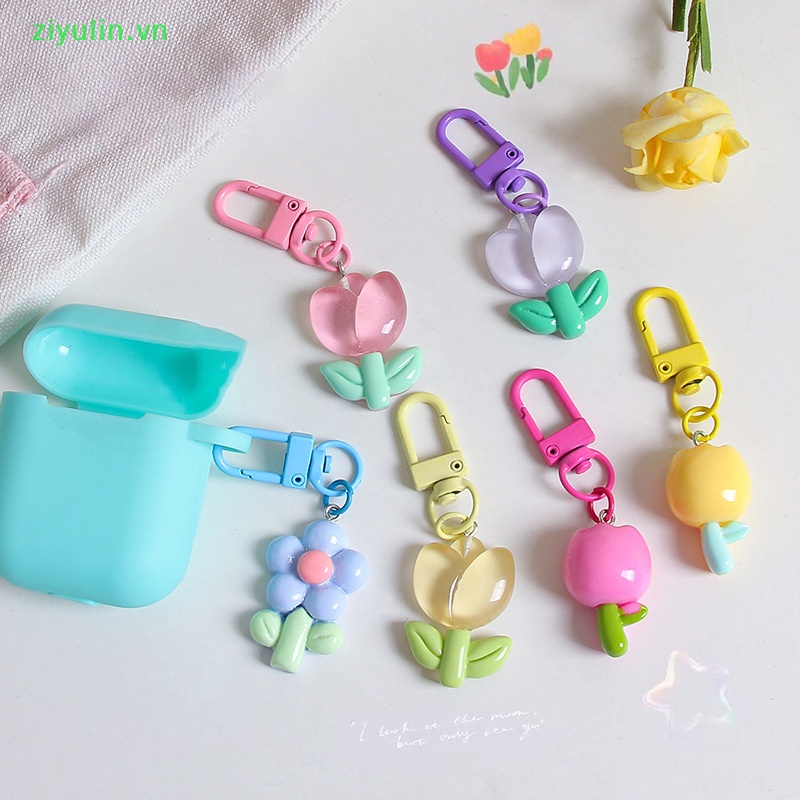 Móc Khóa Hình Hoa tulip Màu Kẹo Thời Trang Hàn Quốc