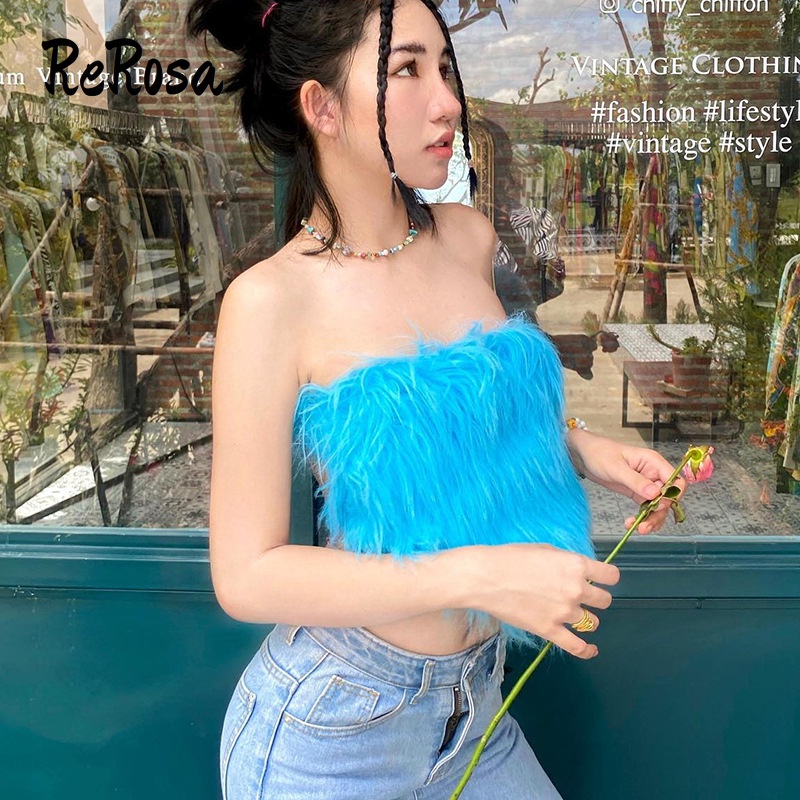 Rerosa Áo Hai Dây Màu Trơn Cắt Thấp Thời Trang Đường Phố 2023 Cho Nữ