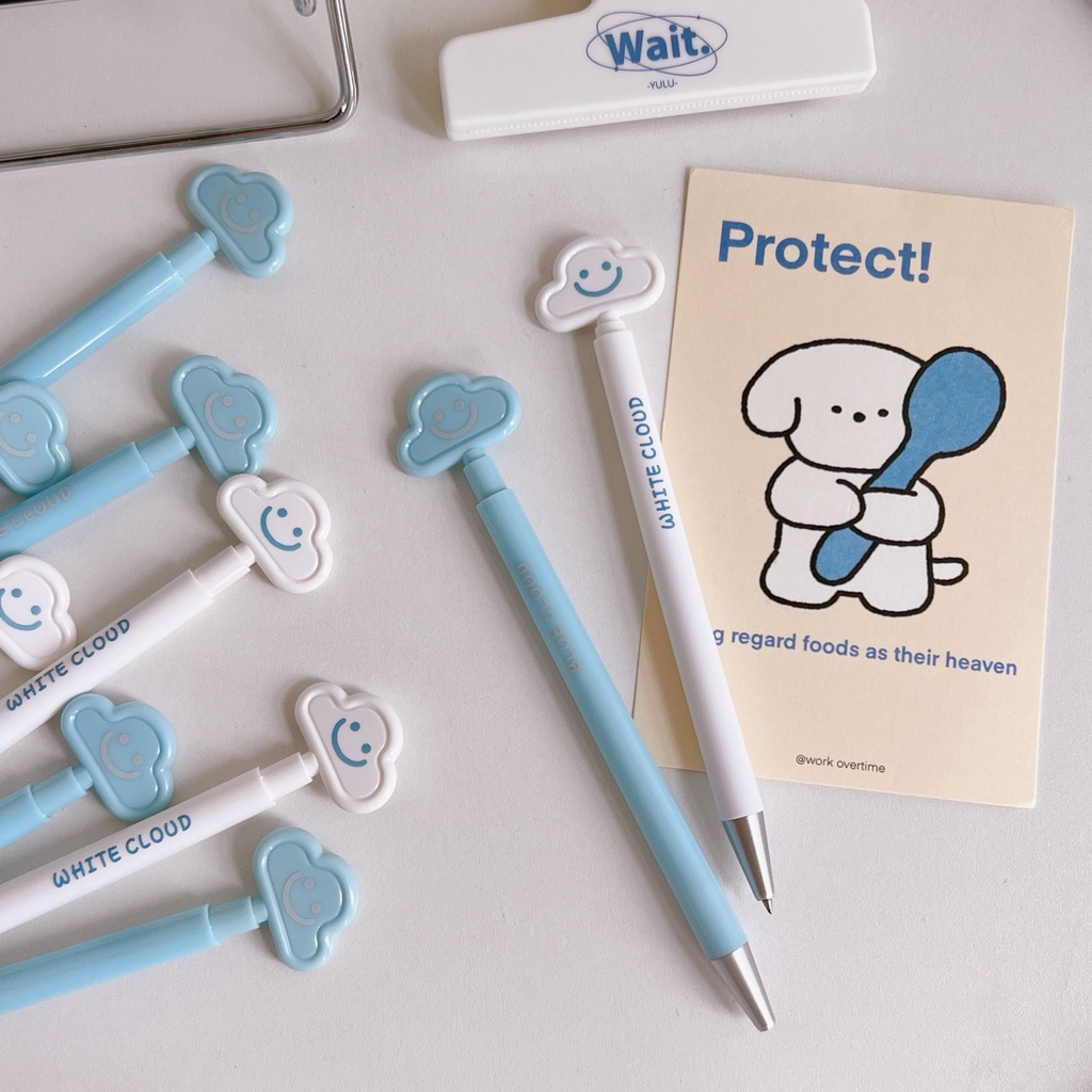 ♫ Bút Hình Mặt Cười Hình đám Mây 0,5mm Phim Hoạt Hình Dễ Thương Chất Lượng Cao Soft Cloud Pen Bấm Bút Gel Bút Nước Màu đen Mượt Mà Phụ Kiện Học Sinh