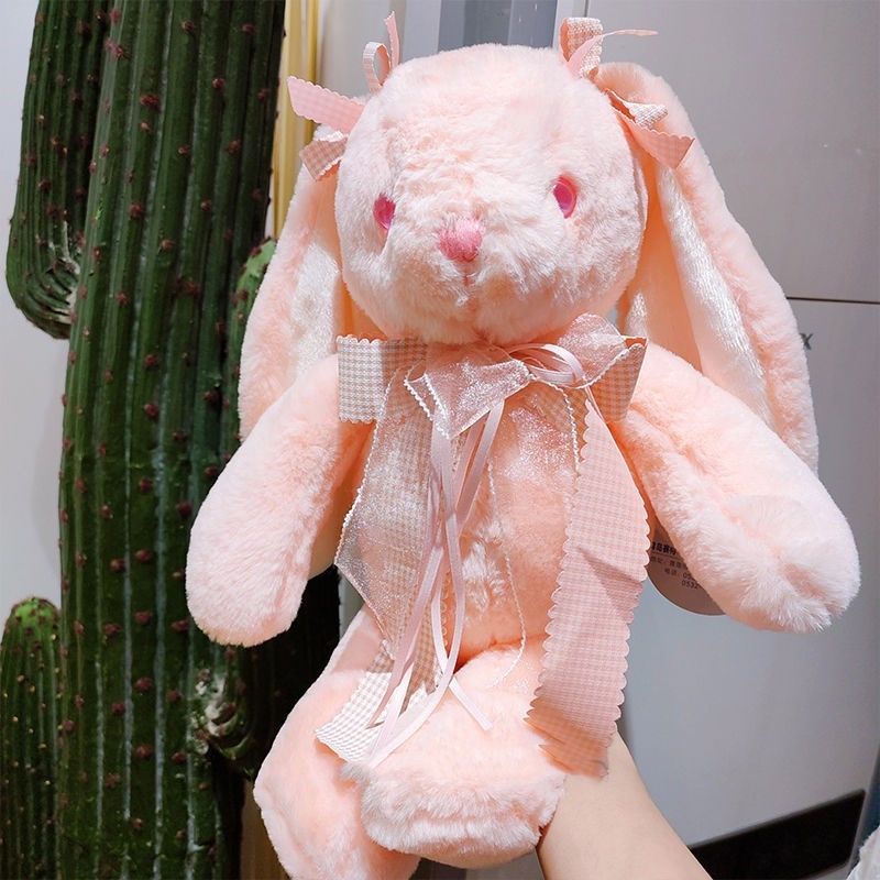 Panda~Búp bê sang trọng dễ thương Búp bê thỏ tai dài lolita cô gái trái tim houndstooth búp bê thỏ trắng búp bê mềm búp bê thỏ gối búp bê quà tặng sinh nhật cho bé gái búp bê gối 0209