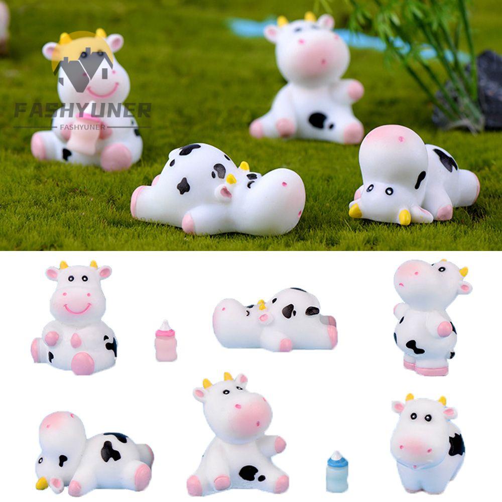 FASHYUNER Mô hình bò sữa mini bằng resin dùng trang trí tiểu cảnh sân vườn