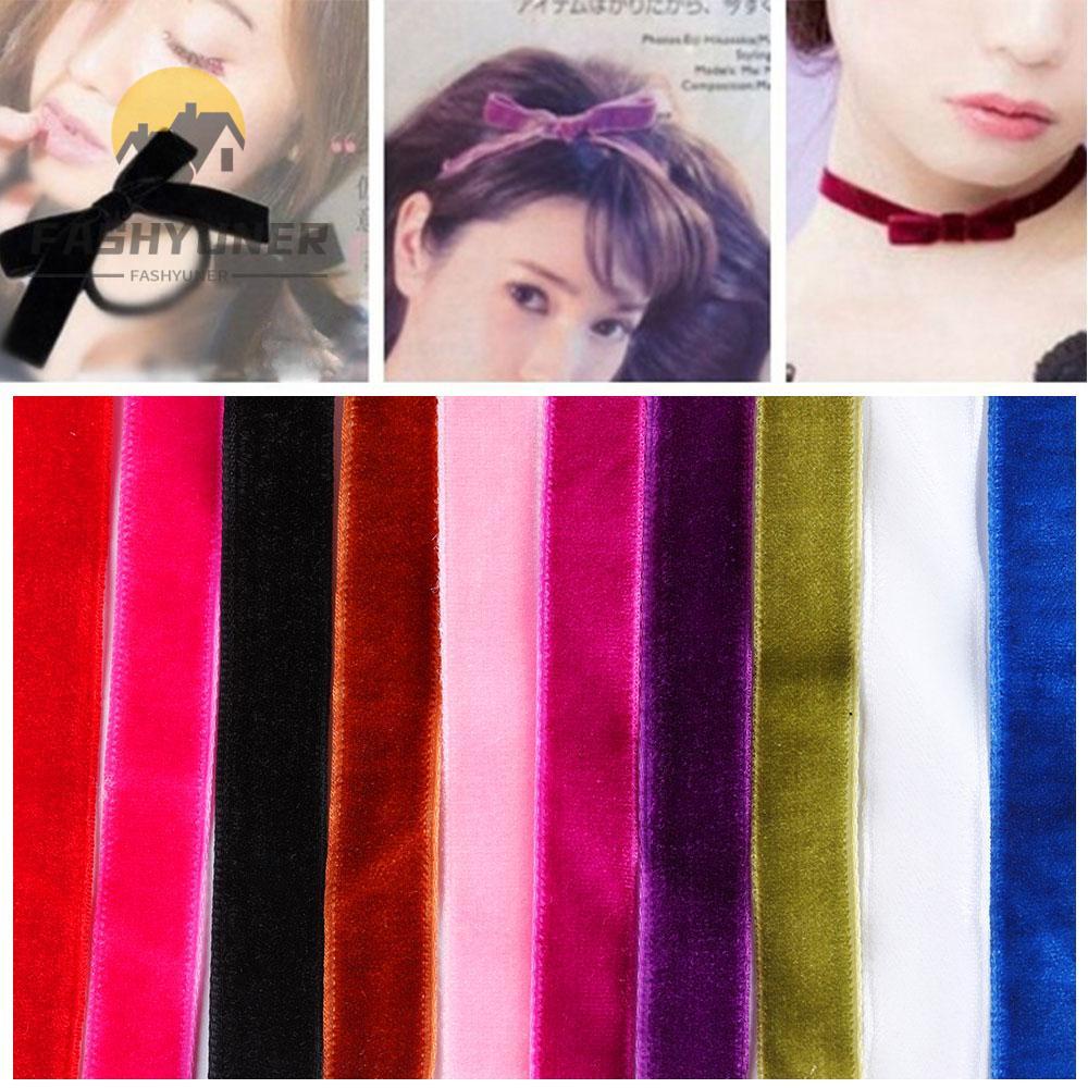 FASHYUNER Cuộn dây ruy băng vải nhung dài 5 yard dùng làm đồ thủ công trang trí