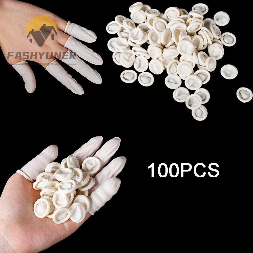 FASHYUNER Set 100 Găng Đeo Bảo Vệ Ngón Tay Bằng Cao Su Latex Dùng Một Lần