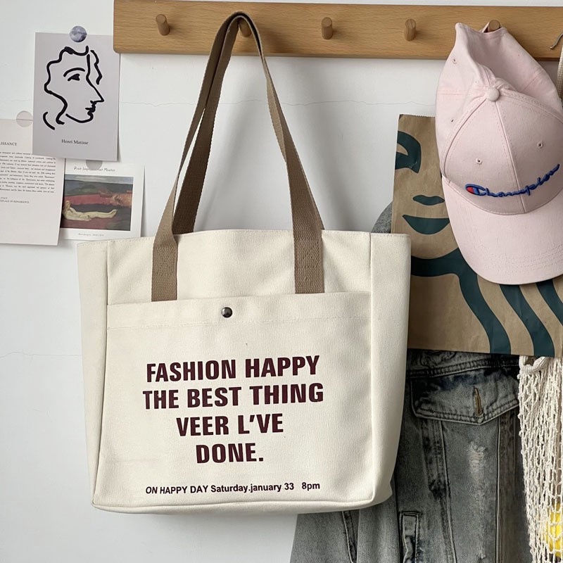 Túi vải ins túi mẹ, túi đựng mẹ và bé dung tích lớn Hàn Quốc nữ sinh viên chữ cái túi đeo vai túi tote túi vải thời trang đơn giản