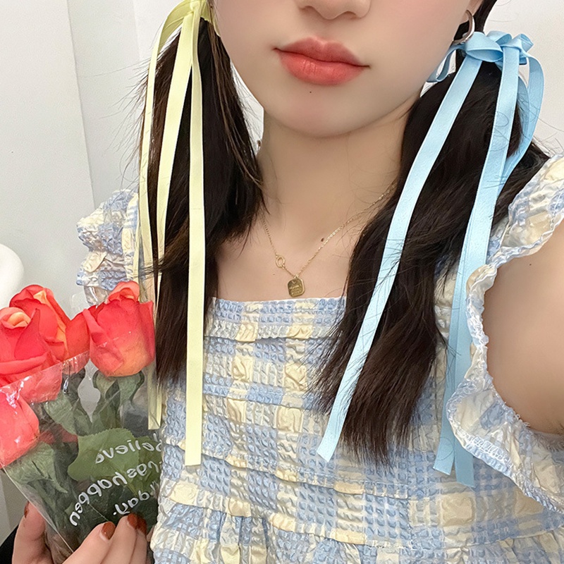 Kẹp Tóc Ruy Băng Thắt Nơ Ruy Băng Hàn Quốc Y2K Phù Hợp Cho Học Sinh Nữ