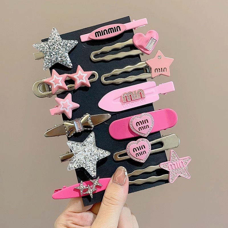 Mới set Kẹp Tóc Hình Ngôi Sao Màu Bạc y2k Ngọt Ngào Cho Nữ