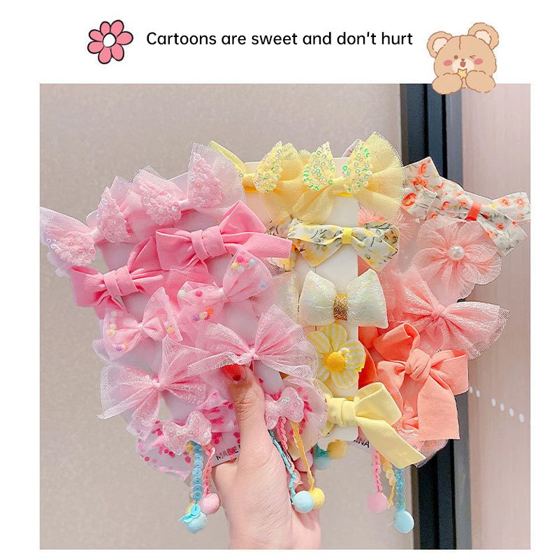 ✨✨Set 10 kẹp nơ  công chúa vải ren xinh đáng yêu cho bé gái phong cách Hàn Quốc nhiều màu