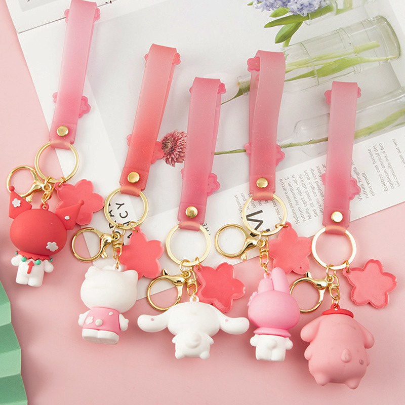 1 Móc Khóa Mô Hình Nhân Vật sanrio kitty melody pompompurin Dễ Thương