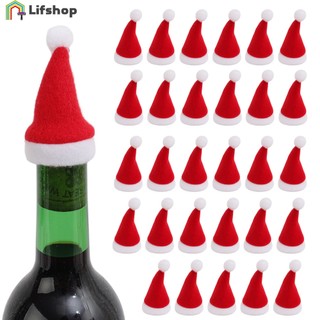 [Hot] Nắp chai rượu Giáng sinh / Phụ kiện trang trí bộ đồ ăn nhà bếp / Mũ ông già Noel màu đỏ Mini Trang trí chai rượu / Đồ dùng năm mới Giáng sinh