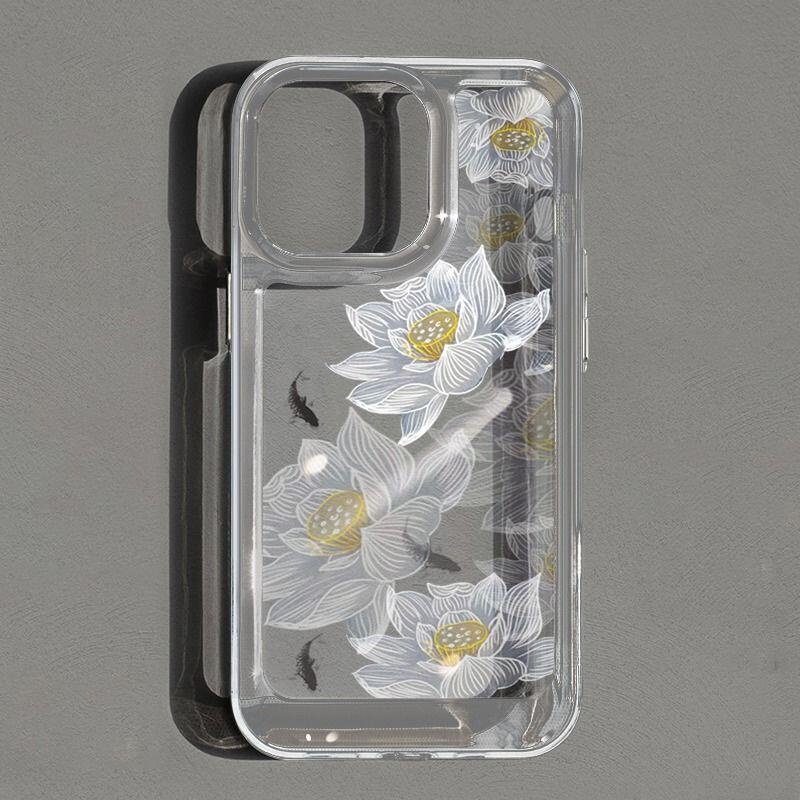 Ốp Điện Thoại In Hình Cá Và Hoa Sen Cho iphone11 12 pro max x xr xs max se 7 plus 8 plus 13 pro max 14 pro max