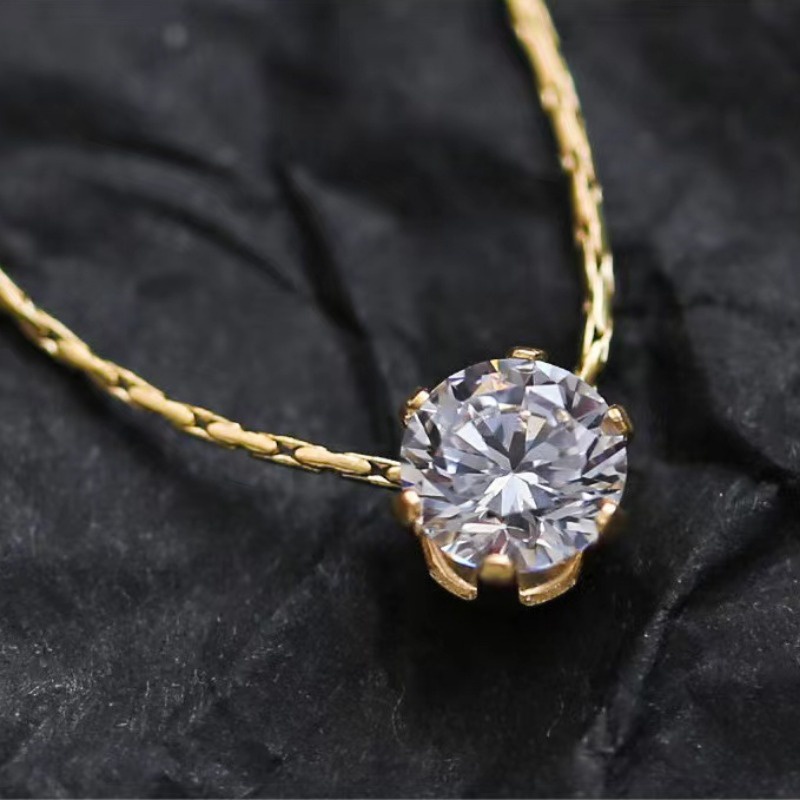 Mới Vòng cổ Bằng Thép Titan Đính Đá zircon Đơn Giản Không Phai Thời Trang Mùa Hè Cho Nữ