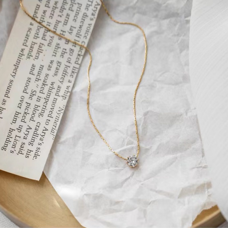 Mới Vòng cổ Bằng Thép Titan Đính Đá zircon Đơn Giản Không Phai Thời Trang Mùa Hè Cho Nữ