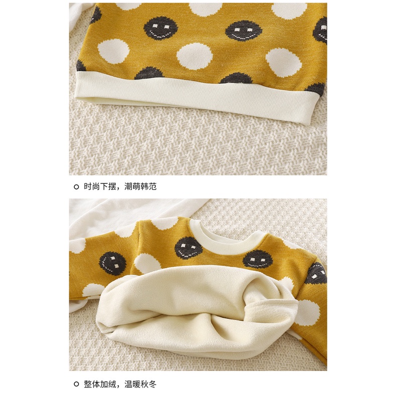 Áo sweater Tay Dài Chất Nỉ Dày Dặn Giữ Ấm Thời Trang Thu Đông Cho Bé Kích Thước 90-150cm