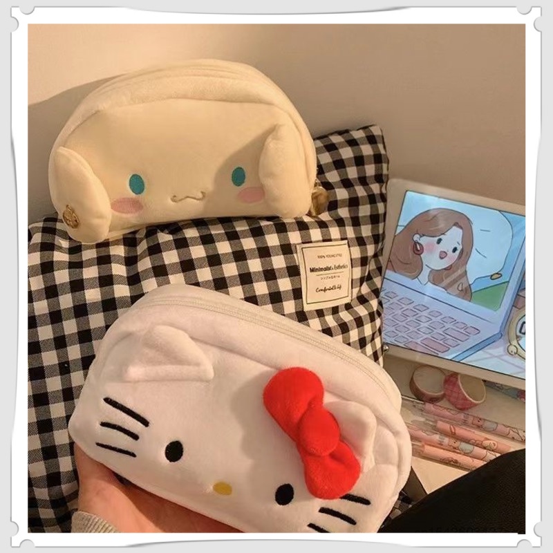 Hoạt Hình Dễ Thương Túi Bảo Quản Sinh Viên Văn Phòng Phẩm Vật Dụng Bút Dung Lượng Cao Sanrio Hello Kitty Cinnamoroll Sang Trọng Túi Đựng Y