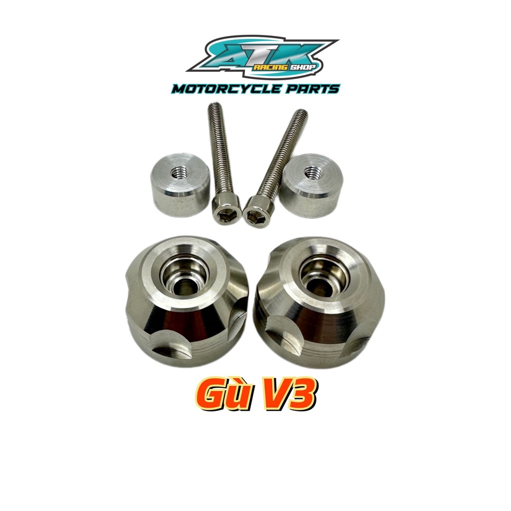 Gù tay lái xe máy inox 304 tặng 2 cục nhôm và bao tay Spider