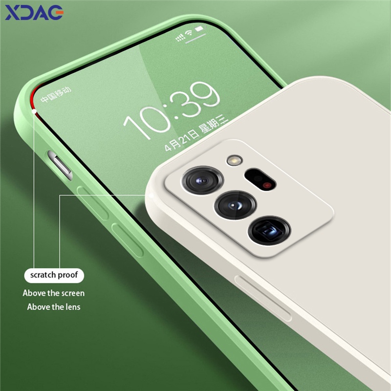Ôp Điện Thoại Silicon Dẻo Vuông Màu Trơn Kèm Khung Bảo Vệ camera Cho samsung galaxy note 9 10 20 plus ultra s10 Ốp