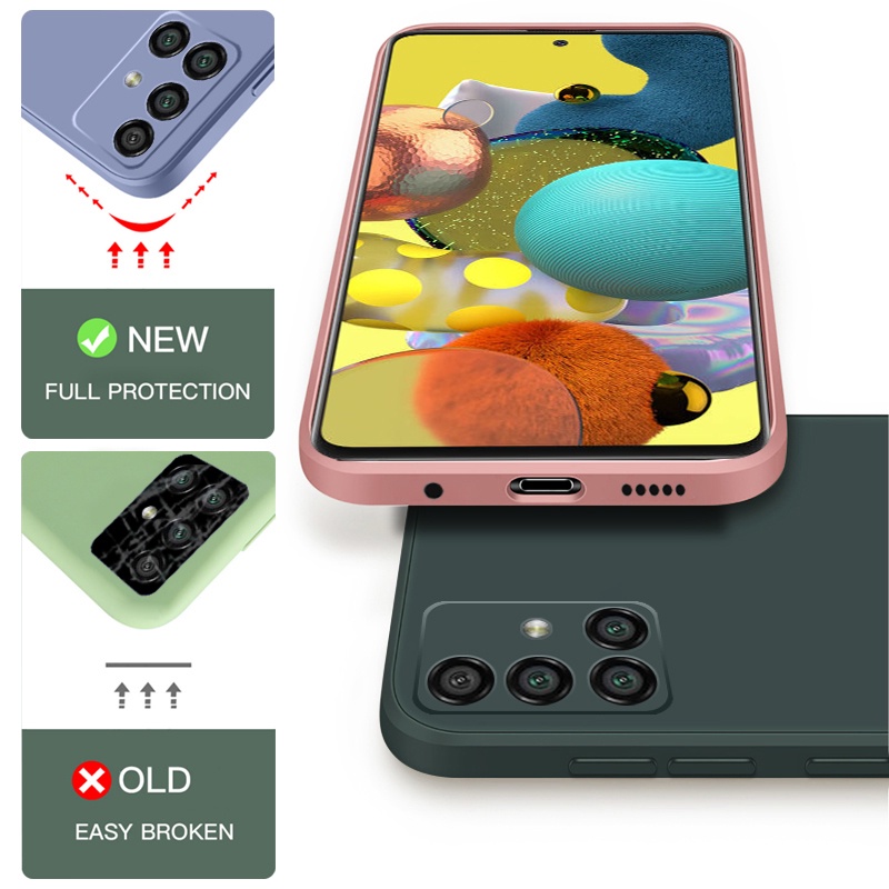 Ôp Điện Thoại Silicon Dẻo Vuông Màu Trơn Kèm Khung Bảo Vệ camera Cho samsung galaxy note 9 10 20 plus ultra s10 Ốp