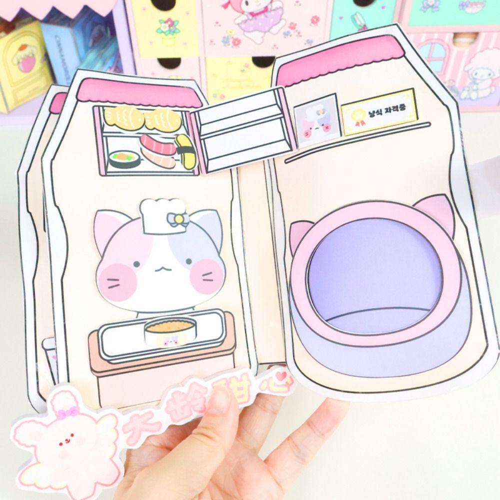 Jestine hamster Thủ Công Sách Hình Dán Không Gây Tiếng Ồn Sách Hình Mèo Vi Khuẩn Thủ Công Vui Nhộn Gói Sách beanie Giấy Tự Làm