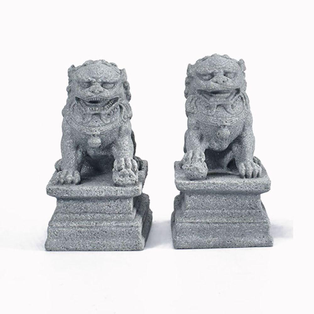 Muvako 1 Cặp Tượng Sư Tử Đá mini Phong Cách Trung Hoa Làm Quà Tặng