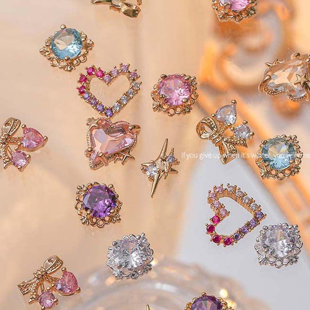 Ellaub Phụ Kiện Đá Đính Trang Trí Móng Tay Hình Nơ / Trái Tim / Ngôi Sao Ngọt Ngào Cho Nữ