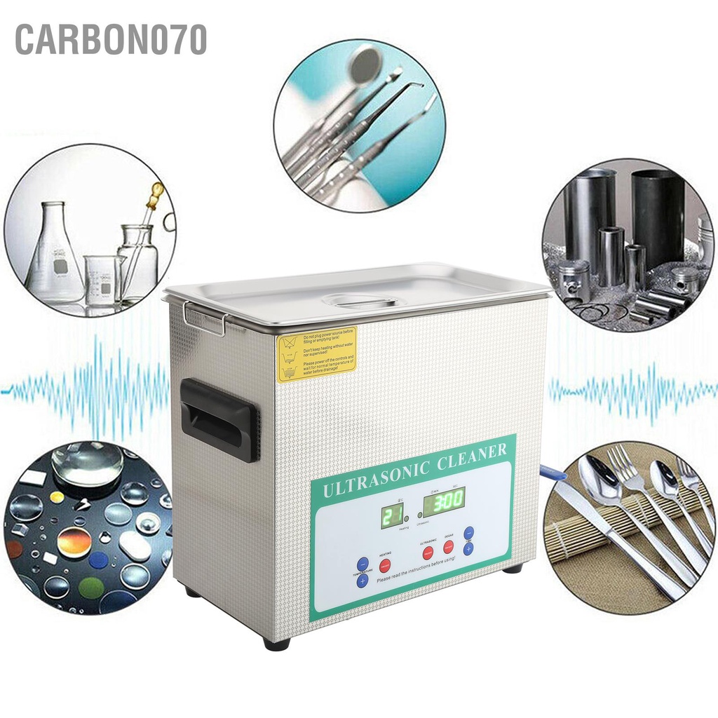 Carbon070 Máy làm sạch siêu âm 6.5L 180W Hẹn giờ máy vệ sinh bồn tắm Ultra Sonic DK‑360HTD