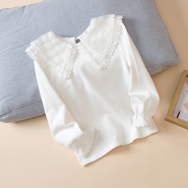 Áo Ren Trắng Cổ Búp Bê Cho Bé Gái