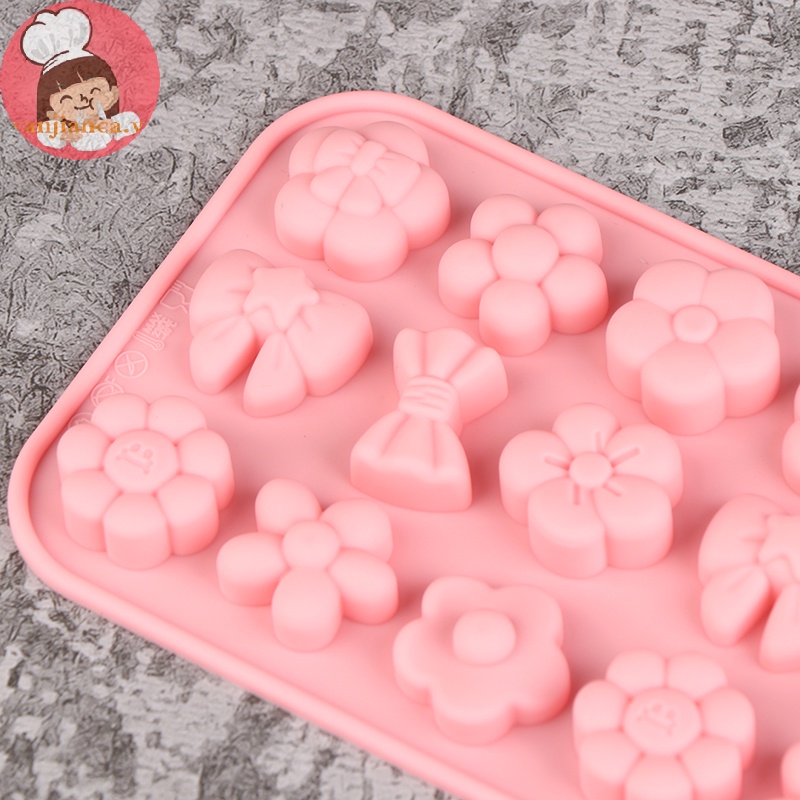 Yanca 1 Khuôn Silicon Làm Bánh Kẹo Tráng Miệng 18 Ngăn Hình Nơ Hoa diy vn