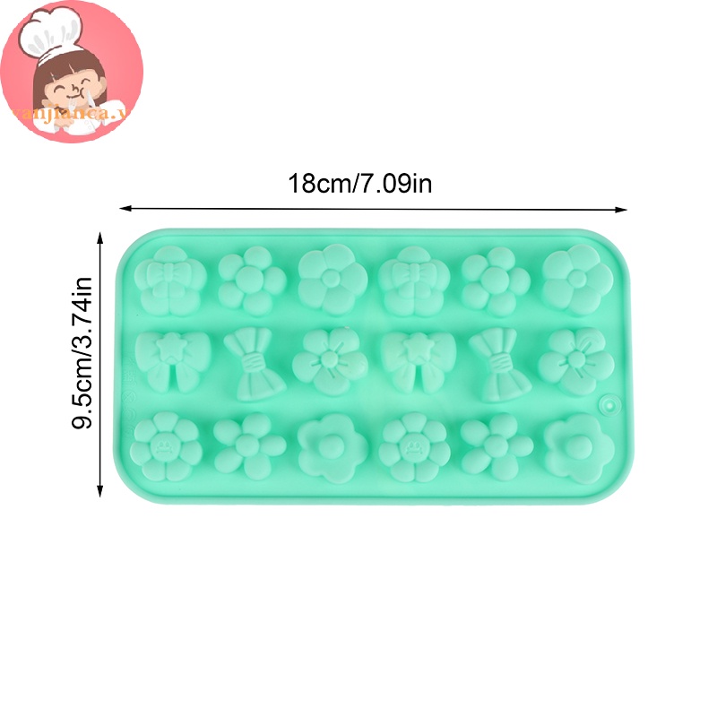 Yanca 1 Khuôn Silicon Làm Bánh Kẹo Tráng Miệng 18 Ngăn Hình Nơ Hoa diy vn