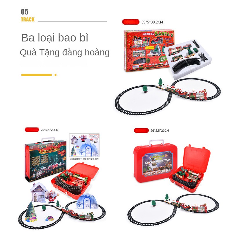 Đồ Chơi Xe Lửa Chạy Bằng Điện Phong Cách Giáng Sinh Cho Trẻ Em