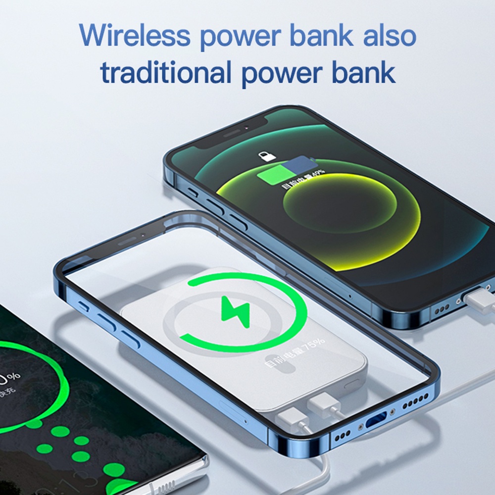 20W-10000mAh Sạc Dự Phòng Không Dây Có Nam Châm Cho iphone 14 / 13 / 12
