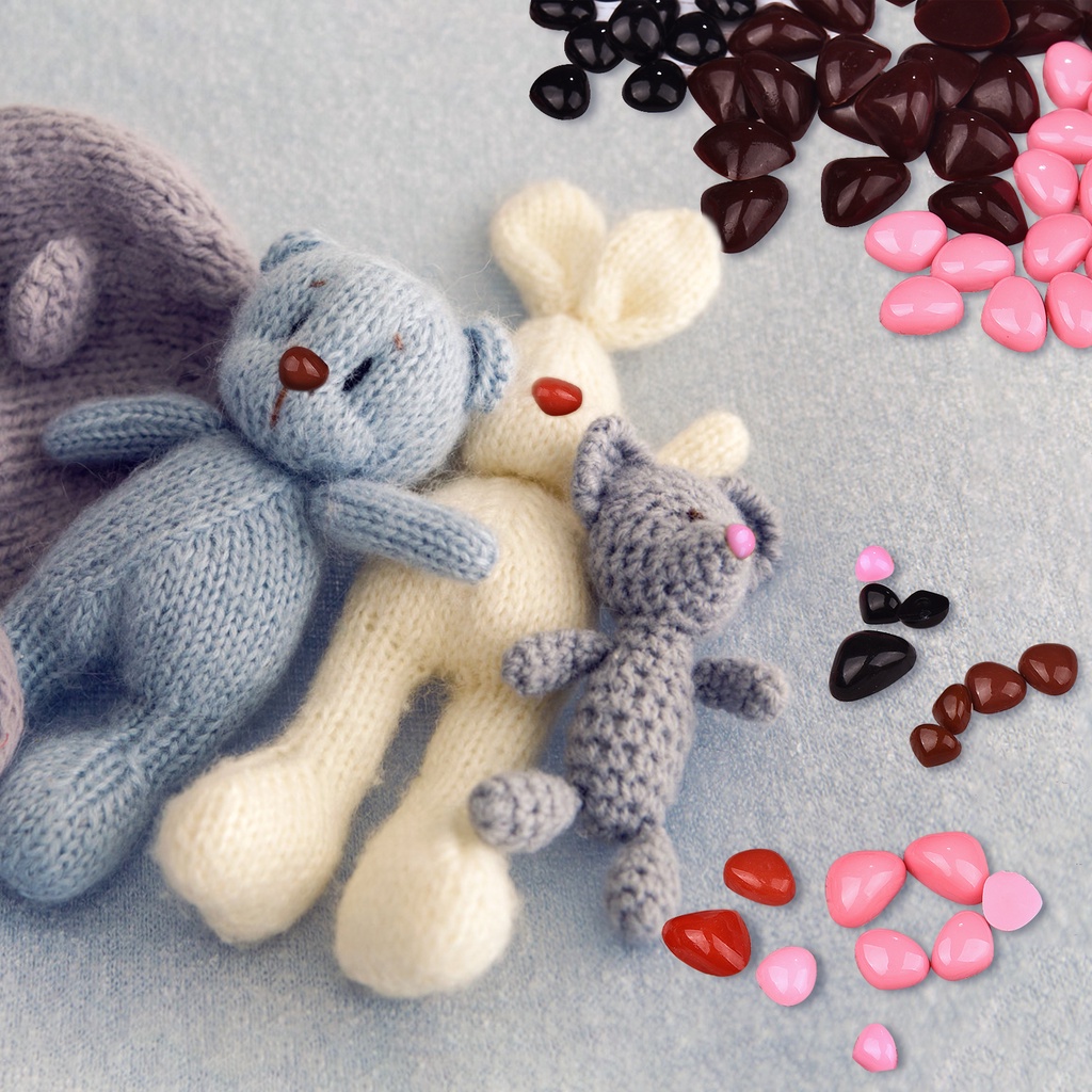 100pcs đáy phẳng tam giác mũi búp bê đồ chơi phụ kiện nhựa Plush động vật mũi Plush đồ chơi an toàn