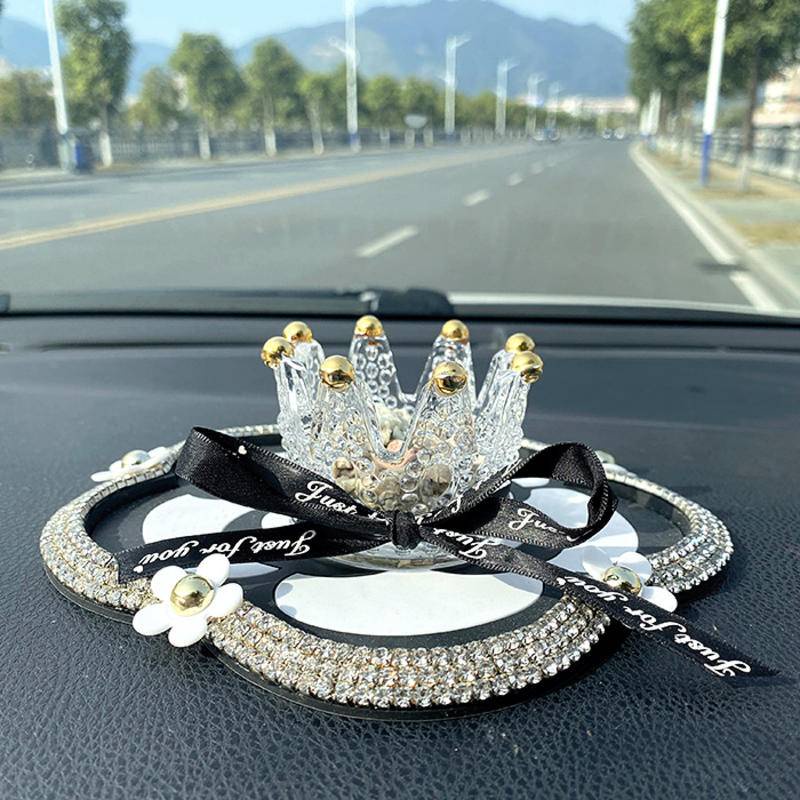 Set Phụ Kiện Vịt Lalafanfan, Vương Miện Và Trùm Bóng Trang Trí Nội Thất Xe Hơi Dễ Thương