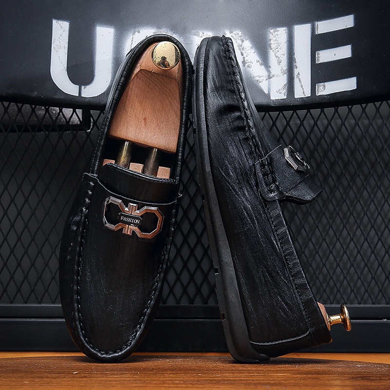 Giày Lười Da Thoáng Khí Thời Trang Mùa Hè Cho Nam