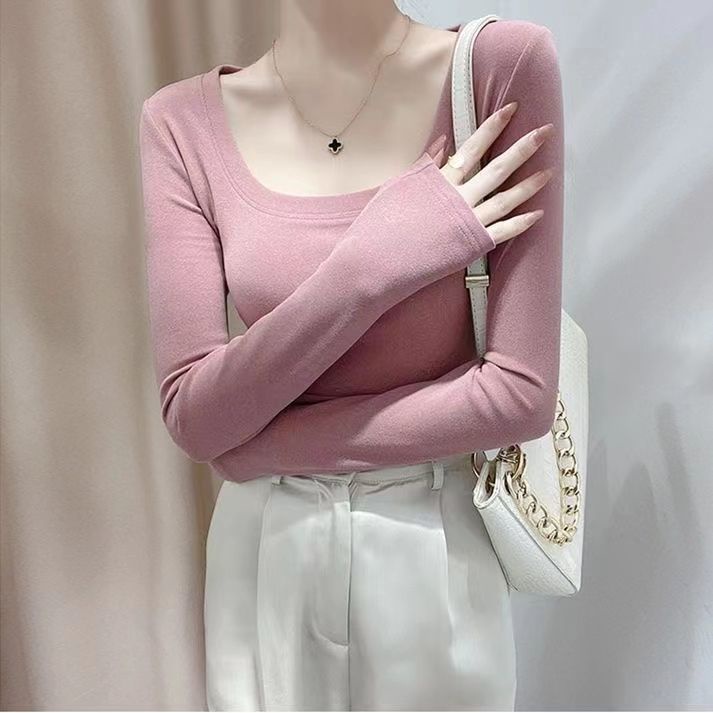 Áo Nhung Tay Dài Cổ Chữ u Thời Trang Nữ Tính