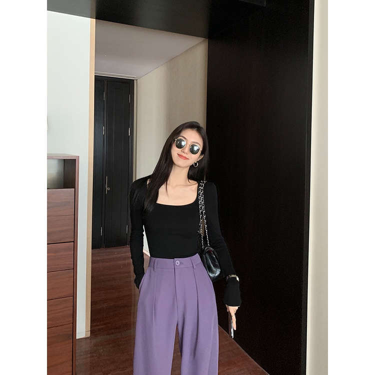 Áo Nhung Cổ Vuông Tay Dài Phong Cách Thời Trang Thu Đông Mới 2023